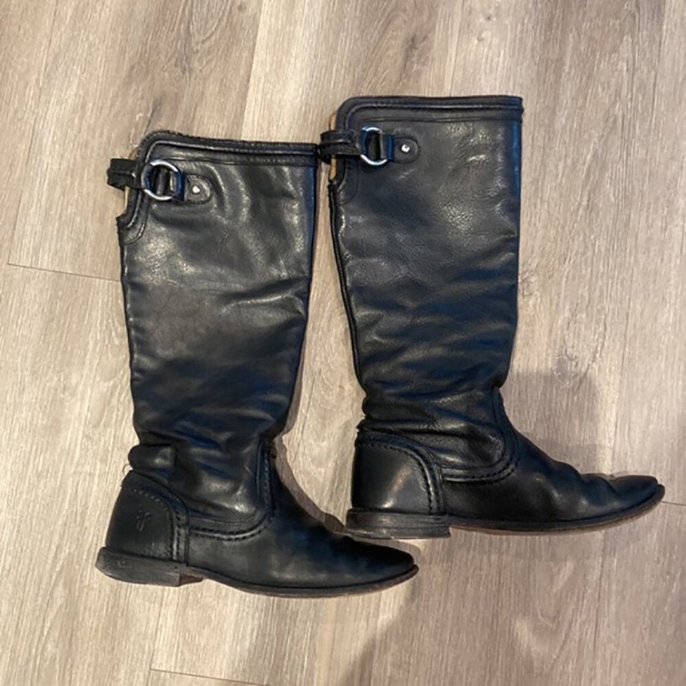 Frye Pebbled Leather Calf High Paige Trapunto Boots